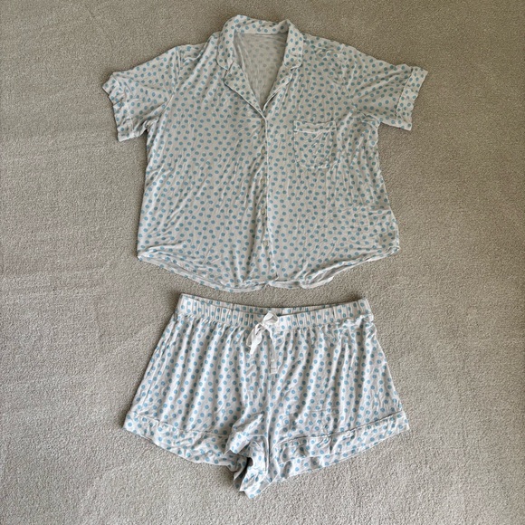 Victoria's Secret Other - Victorias Secret Blue and White Polka Dot Pajama Set Size Large